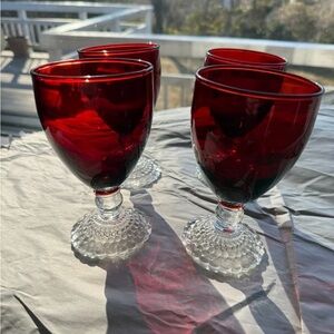 Anchor Hocking Ruby Red Boopie Sherbet Cup Glass Cocktail Set of 4